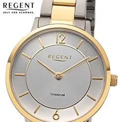Regent Damen Armbanduhr Analog Metallarmband silber gold URF1340
