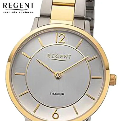 Regent Damen Armbanduhr Analog Metallarmband silber gold URF1340