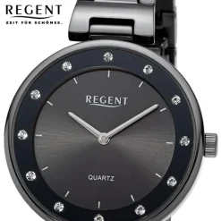 Regent Damen Armbanduhr Analog Metallarmband dunkelgrau UR2254043