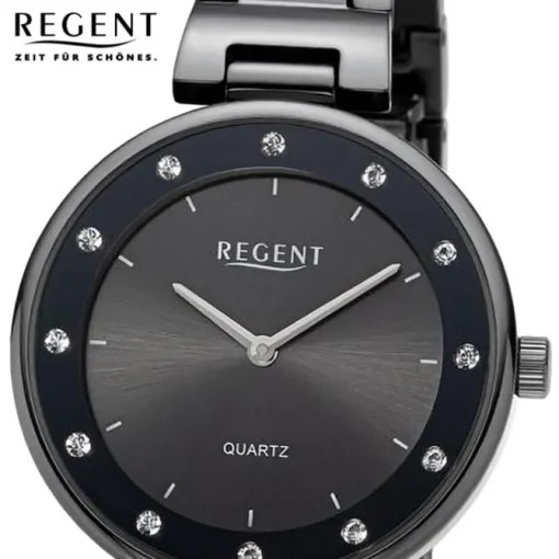 Regent Damen Armbanduhr Analog Metallarmband dunkelgrau UR2254043