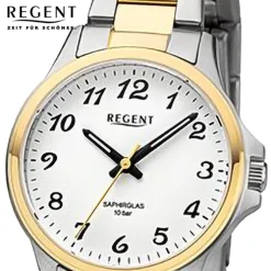 Regent Damen Armbanduhr Analog Metallarmband silber gold URF1460