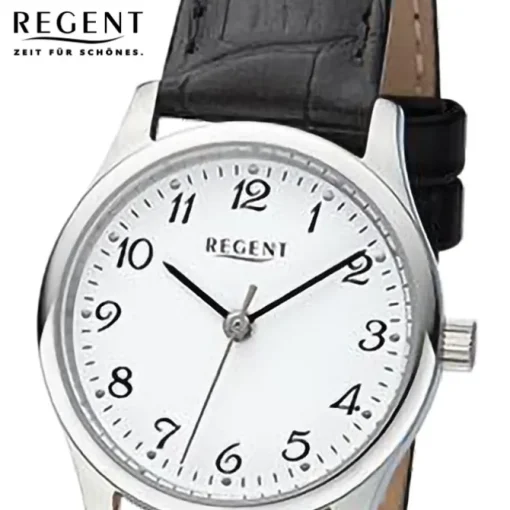Regent Damen Armbanduhr Analog Lederarmband schwarz URF1249