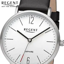 Regent Damen Armbanduhr Analog Lederarmband schwarz URF1318