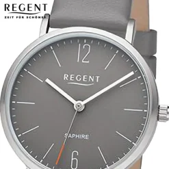 Regent Damen Armbanduhr Analog Lederarmband grau URF1319