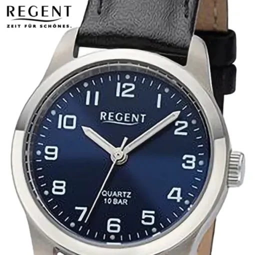 Regent Damen Armbanduhr Analog Lederarmband schwarz URF1322