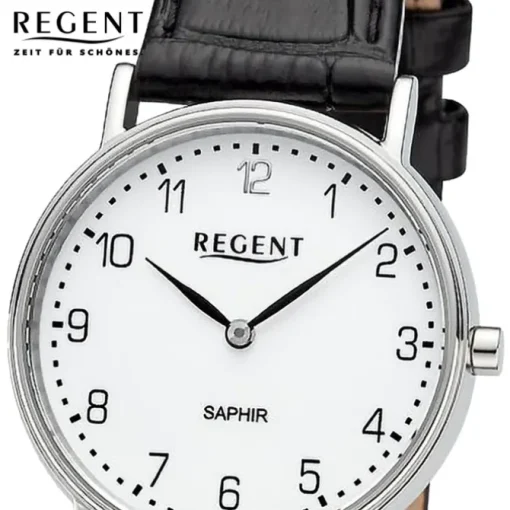 Regent Damen Armbanduhr Analog Lederarmband schwarz URF1429