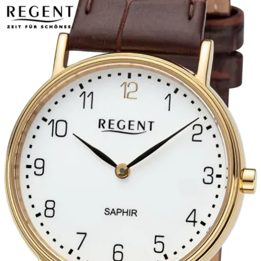 Regent Damen Armbanduhr Analog Lederarmband braun URF1430