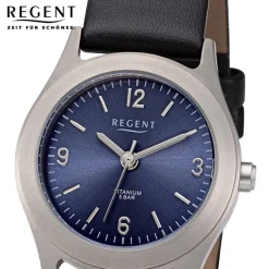 Regent Damen Armbanduhr Analog Lederarmband schwarz URF1439