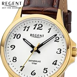 Regent Damen Armbanduhr Analog Lederarmband braun URF1458