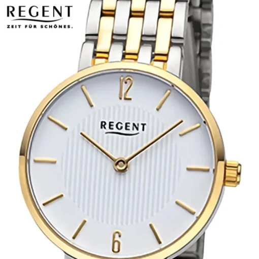 Regent Damen Armbanduhr Analog Metallarmband silber gold URF1486