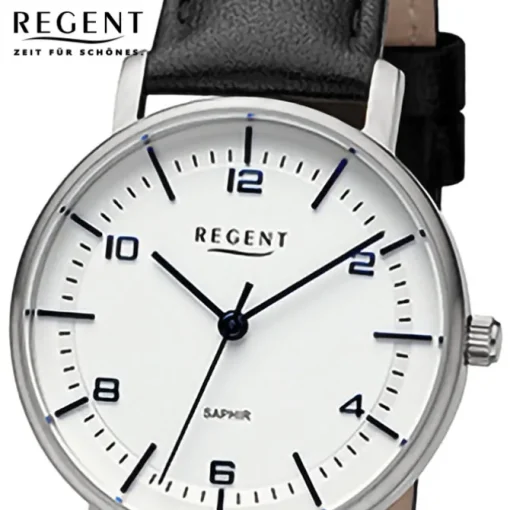 Regent Damen Armbanduhr Analog Lederarmband schwarz URF1479