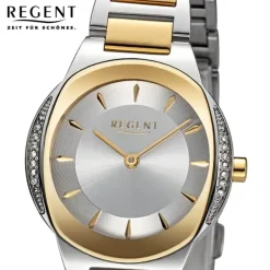 Regent Damen Armbanduhr Analog Metallarmband silber gold URF1489