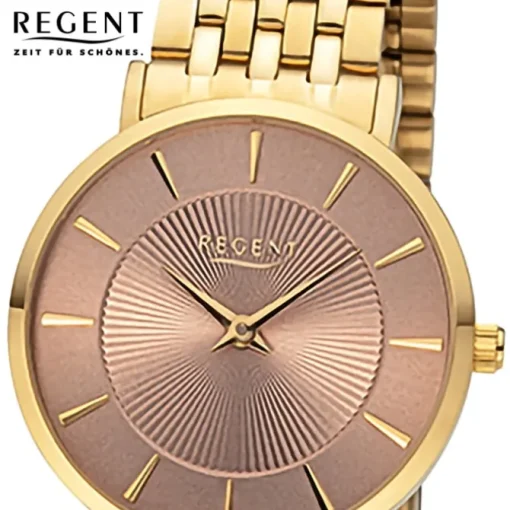 Regent Damen Armbanduhr Analog Metallarmband gold URF1494