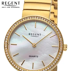 Regent Damen Armbanduhr Analog Metallarmband gold URF1506