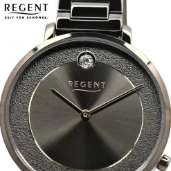 Regent Damen Armbanduhr Analog Metallarmband dunkelgrau UR2252549