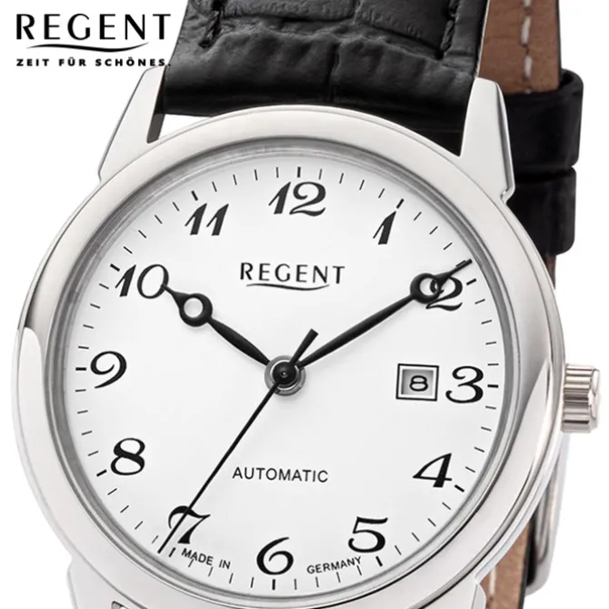 Regent Damen Armbanduhr Analog GM-2114 Automatik Lederband schwarz URGM2114