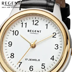 Regent Damen Armbanduhr Analog Lederarmband schwarz URF1568