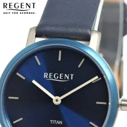Regent Damen Armbanduhr Analog Lederarmband blau UR2094055