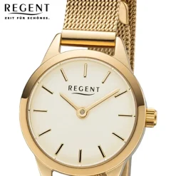 Regent Damen Armbanduhr Analog F-1166 Quarz-Uhr Metall gold URF1166