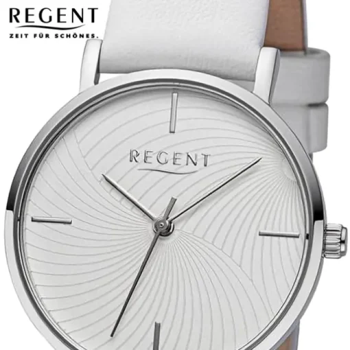 Regent Damen Armbanduhr Analog Lederarmband weiß URBA746
