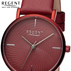 Regent Damen Armbanduhr Analog Lederarmband rot URBA747