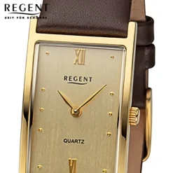 Regent Damen Armbanduhr Analog Lederarmband dunkelbraun URF1509