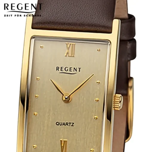 Regent Damen Armbanduhr Analog Lederarmband dunkelbraun URF1509