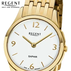 Regent Damen Armbanduhr Analog GM-1619 Quarz-Uhr Metall gold URGM1619
