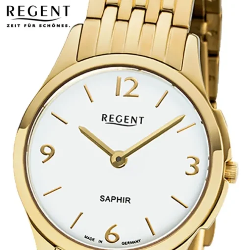 Regent Damen Armbanduhr Analog GM-1619 Quarz-Uhr Metall gold URGM1619