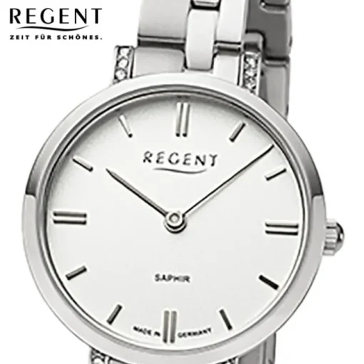 Regent Damen Armbanduhr Analog GM-2120 Quarz-Uhr Metallband silber URGM2120