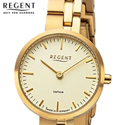 Regent Damen Armbanduhr Analog GM-2125 Quarz-Uhr Titanband gold URGM2125