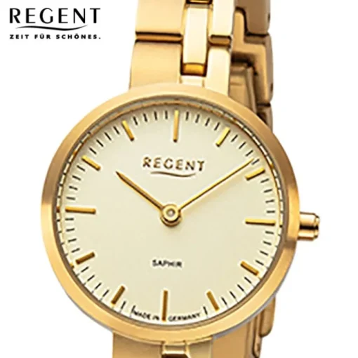 Regent Damen Armbanduhr Analog GM-2125 Quarz-Uhr Titanband gold URGM2125