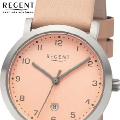 Regent Damen Armbanduhr Analog Lederarmband hellrosa UR2092528