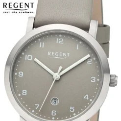 Regent Damen Armbanduhr Analog Lederarmband grau UR2092529