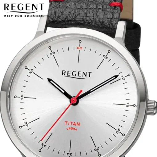 Regent Damen Armbanduhr Analog Lederarmband schwarz rot URBA698