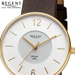Regent Damen Armbanduhr Analog Lederarmband dunkelbraun URBA719