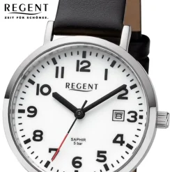 Regent Damen Armbanduhr Analog Lederarmband schwarz URBA790