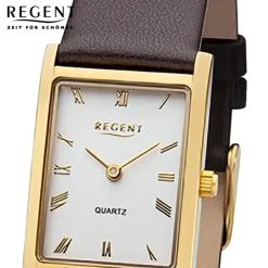 Regent Damen Armbanduhr Analog Lederarmband dunkelbraun URF1302