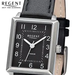 Regent Damen Armbanduhr Analog Lederarmband schwarz URF1316