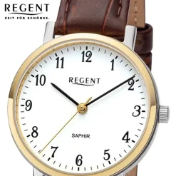 Regent Damen Armbanduhr Analog Lederarmband braun URF1427
