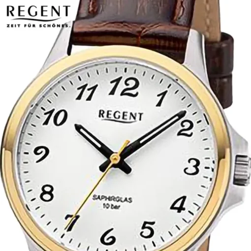 Regent Damen Armbanduhr Analog Lederarmband braun URF1457