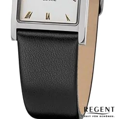Regent Damen Armbanduhr Analog Lederarmband schwarz URF1301