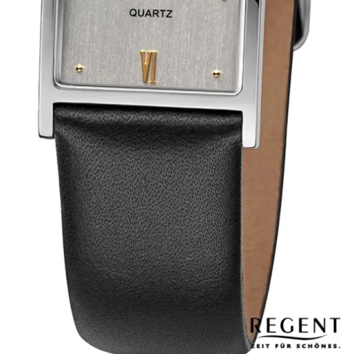 Regent Damen Armbanduhr Analog Lederarmband schwarz URF1508