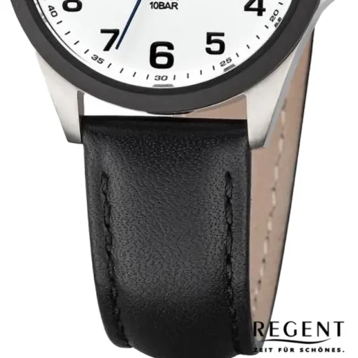 Regent Damen Armbanduhr Analog Lederarmband schwarz URBA781