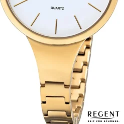 Regent Damen Armbanduhr Analog F-1154 Quarz-Uhr Titan gold URF1154