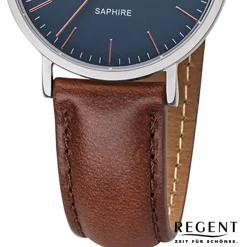 Regent Damen Armbanduhr Analog F-1216 Quarz-Uhr Leder braun URF1216
