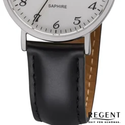 Regent Damen Armbanduhr Analog F-1217 Quarz-Uhr Leder schwarz URF1217