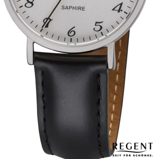 Regent Damen Armbanduhr Analog F-1217 Quarz-Uhr Leder schwarz URF1217