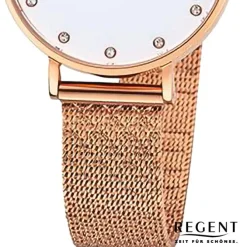 Regent Damen Armbanduhr Analog Metallarmband rosegold URF1329