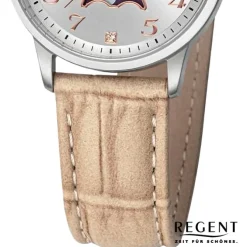Regent Damen Armbanduhr Analog Lederarmband hellbraun UR2112551